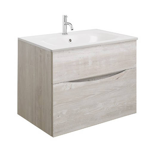 Additional image for Vanity Unit With White Cast Basin (700mm, Nordic Oak, 1TH).