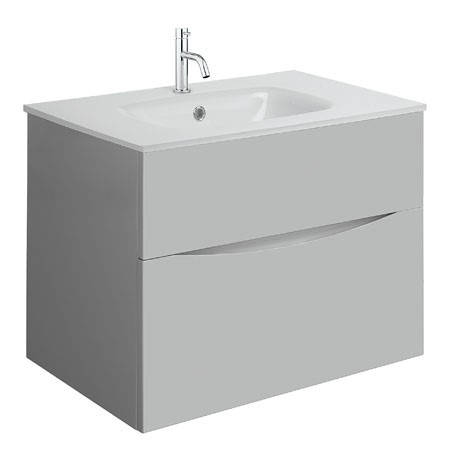 Additional image for Vanity Unit With White Glass Basin (700mm, Storm Grey, 1TH).