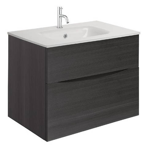 Additional image for Vanity Unit With White Glass Basin (700mm, Steelwood, 1TH).