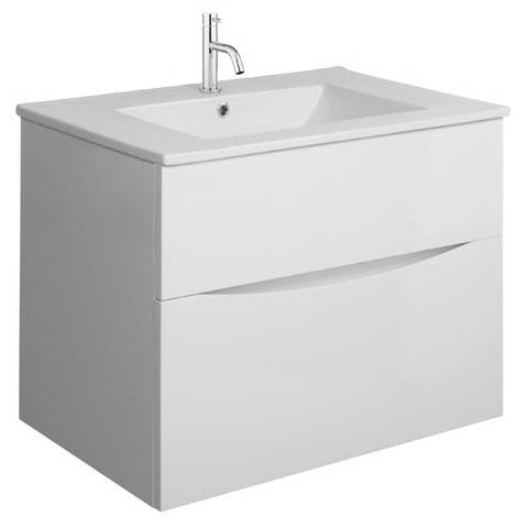 Additional image for Vanity Unit With Ceramic Basin (700mm, White Gloss, 1TH).