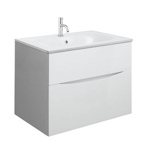 Additional image for Vanity Unit With White Cast Basin (700mm, White Gloss, 1TH).