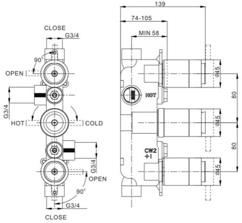 Additional image for 2 Outlet 3 Handle Shower Bundle (Chrome).