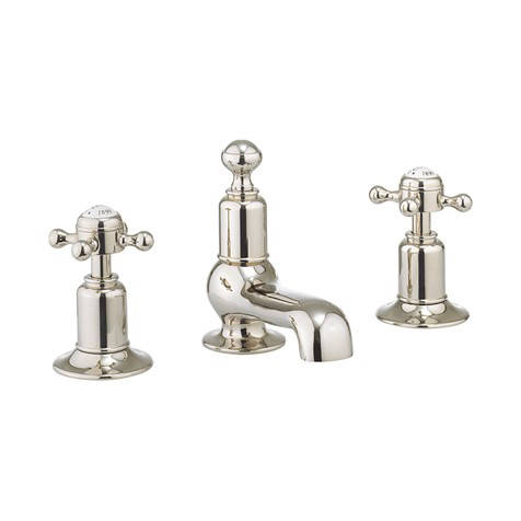 Additional image for 3 Hole Basin Tap With Waste (Crosshead, Nickel).