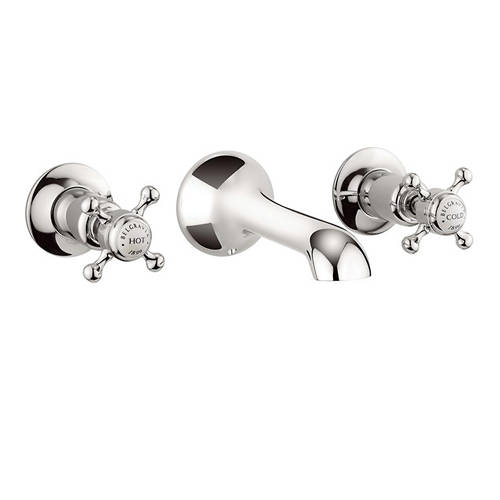 Additional image for 3 Hole Wall Mounted Basin Tap (Crosshead, Nickel).
