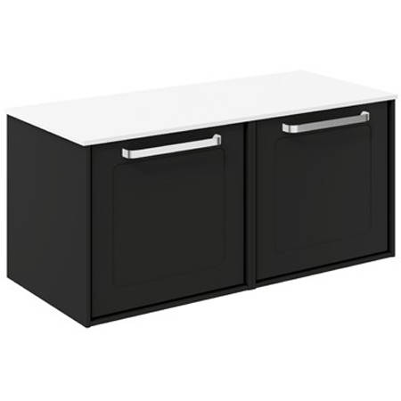 Additional image for Framed Vanity With White Top (1000mm, Matt Black).