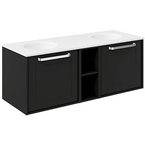 Additional image for Framed Vanity With Double Basins (1200mm, M Black).
