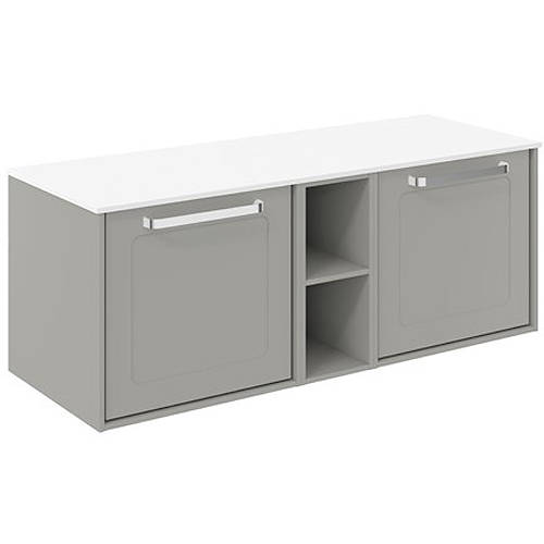 Additional image for Framed Vanity With White Top (1200mm, Storm Grey).