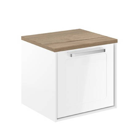 Additional image for Framed Vanity With Oak Top (500mm, White Gloss).