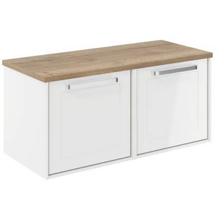 Additional image for Framed Vanity With Oak Top (1000mm, White Gloss).