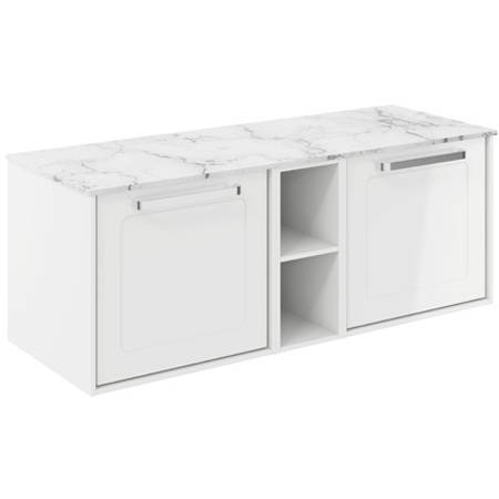Additional image for Framed Vanity With Carrara Top (1200mm, White Gloss).
