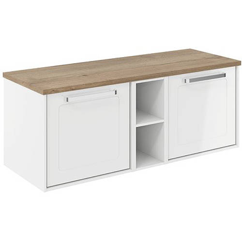 Additional image for Framed Vanity With Oak Top (1200mm, Gloss White).
