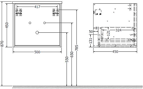 Additional image for Vanity Unit With White Top (500mm, Storm Grey Matt).