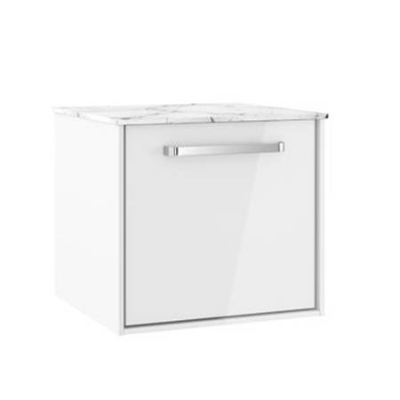 Additional image for Vanity Unit With Carrara Top (500mm, White Gloss).