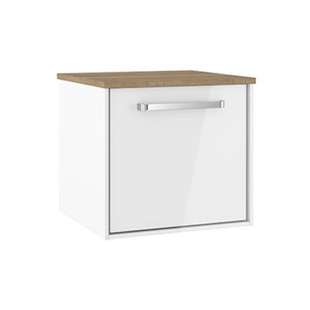 Additional image for Vanity Unit With Oak Top (500mm, White Gloss).