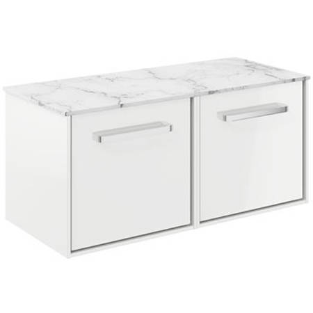 Additional image for Vanity Unit With Carrara Top (1000mm, White Gloss).