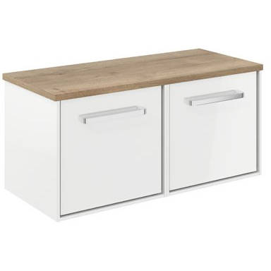 Additional image for Vanity Unit With Windsor Oak Top (1000mm, White Gloss).
