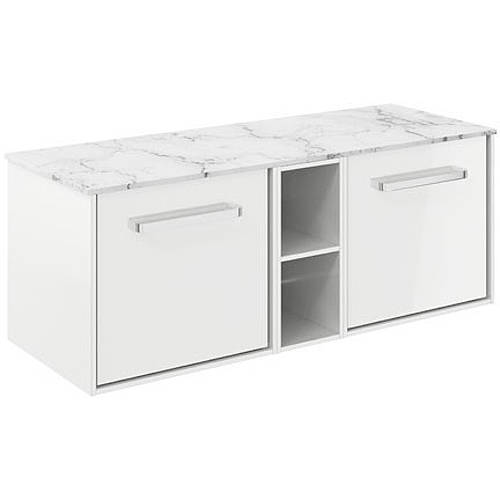 Additional image for Vanity Unit With Carrara Top (1200mm, Gloss White).