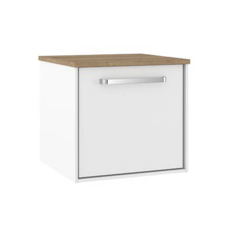 Additional image for Vanity Unit With Oak Top (500mm, Matt White).