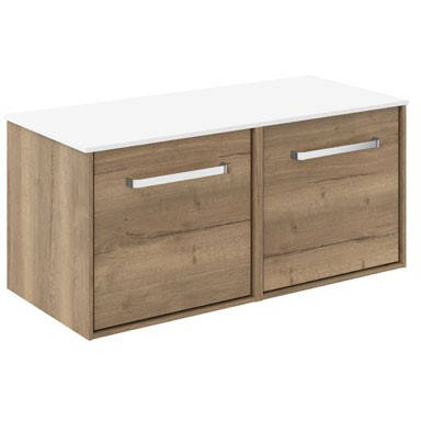 Additional image for Vanity Unit With White Top (1000mm, Windsor Oak).