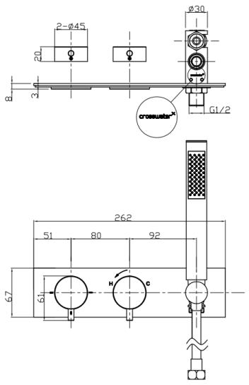 Additional image for Thermostatic Shower Valve & Handset (2 Outlets).