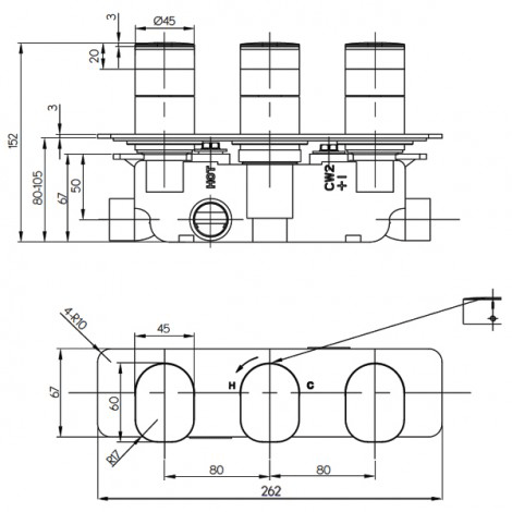 Additional image for Thermostatic Shower Valve  (2 Outlets).