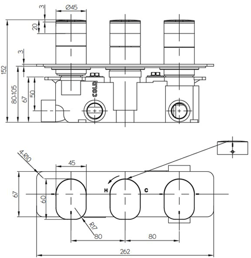 Additional image for Thermostatic Shower Valve With Diverter (3 Outlets).