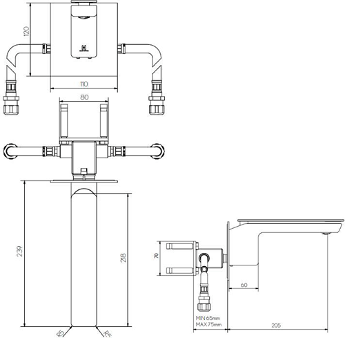 Additional image for Wall Mounted Basin Mixer Tap With Lever Handle.