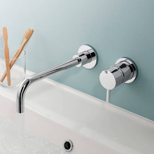 Additional image for Wall Mounted Basin Mixer Tap (2 Hole, Chrome).