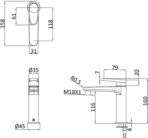 Additional image for Basin Mixer Tap With Loop Handle (Br Brass).