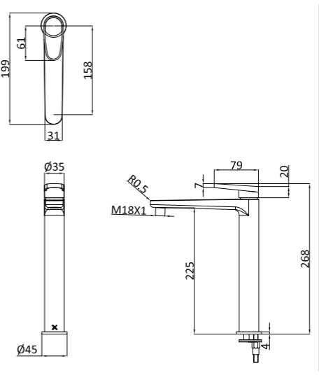 Additional image for Tall Basin Mixer Tap (Chrome).