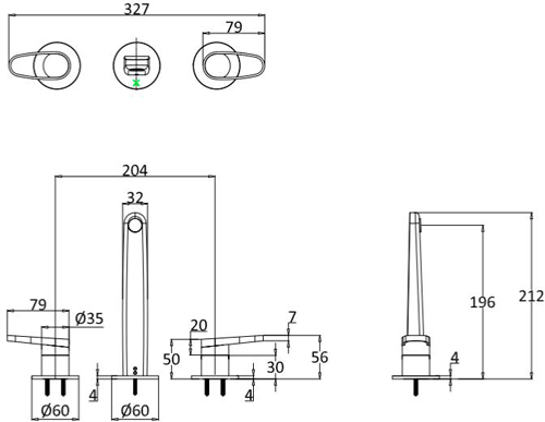 Additional image for Wall Mounted Basin Mixer Tap (3 Hole, Chrome).