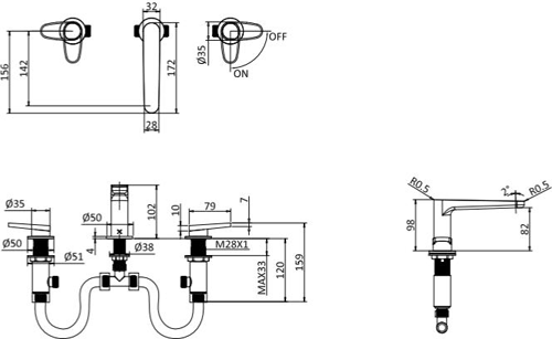 Additional image for Basin Mixer Tap (3 Hole, Chrome).