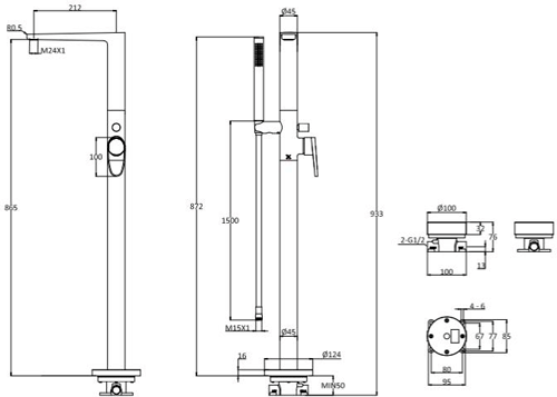 Additional image for Floor Standing Bath Shower Mixer Tap (Chrome).