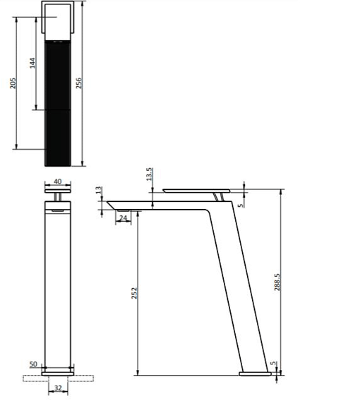 Additional image for Tall Mono Basin Mixer Tap (Brushed Brass).