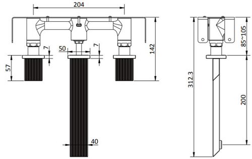 Additional image for 3 Hole Wall Mounted Basin Mixer Tap (Chrome).