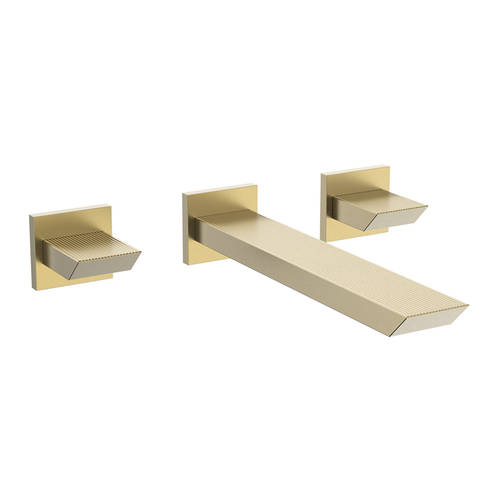 Additional image for 3 Hole Wall Mounted Basin Mixer Tap (Brushed Brass).