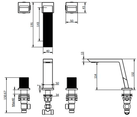 Additional image for 3 Hole Basin Mixer Tap (Chrome).