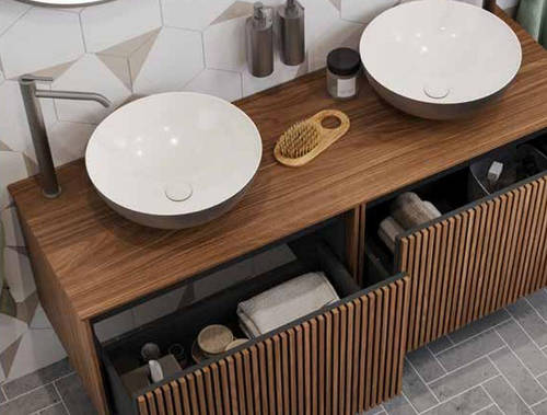 Additional image for Wall Hung Vanity Unit With Top (1200mm, Walnut).