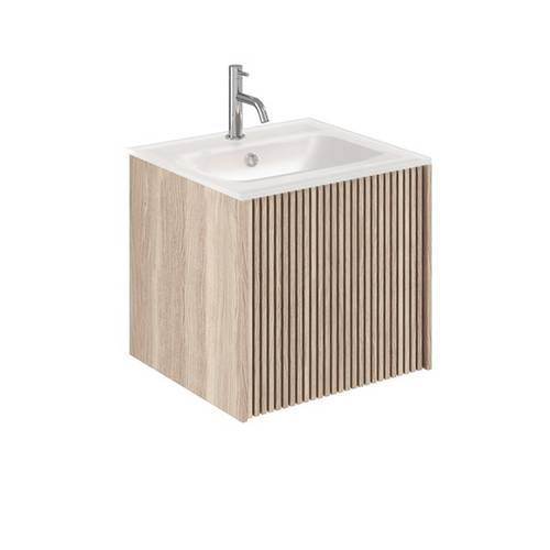 Additional image for Wall Hung Vanity Unit, White Glass Basin (500mm, Oak).