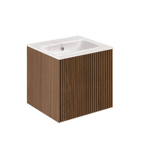 Additional image for Wall Hung Unit, White Glass Basin (500mm, Walnut, 0TH)