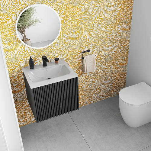 Additional image for Wall Hung Vanity Unit, White Glass Basin (500mm, Steel).