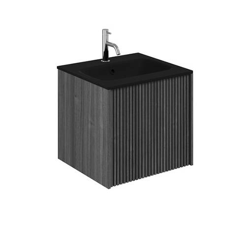 Additional image for Wall Hung Vanity Unit, Black Glass Basin (500mm, Steel).