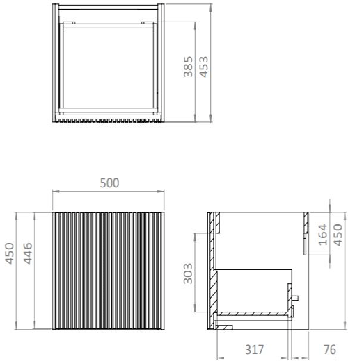 Additional image for Wall Hung Unit, White Glass Basin (500mm, Stone, 0TH).