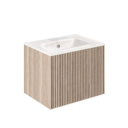 Additional image for Wall Hung Unit, White Glass Basin (600mm, Oak, 0TH).