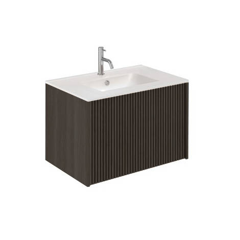 Additional image for Wall Hung Vanity Unit, Ceramic Basin (700mm, Steelwood).
