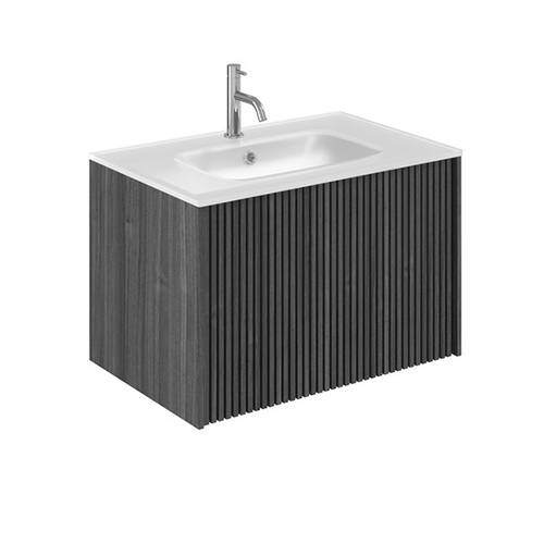 Additional image for Wall Hung Vanity Unit, White Glass Basin (700mm, Steel).