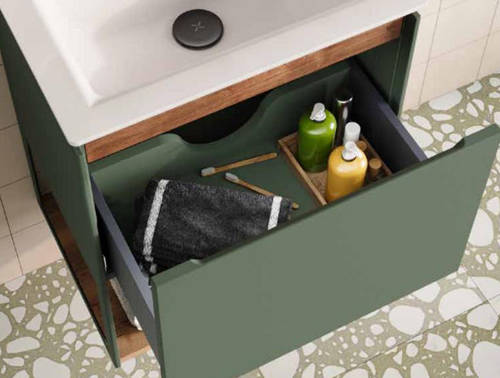 Additional image for Vanity Unit With Shelf & Cast Basin (600mm, Sage Green, 0TH).