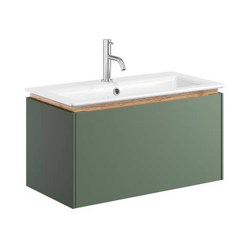 Additional image for Vanity Unit & Cast Marble Basin (700mm, Sage Green, 1TH).