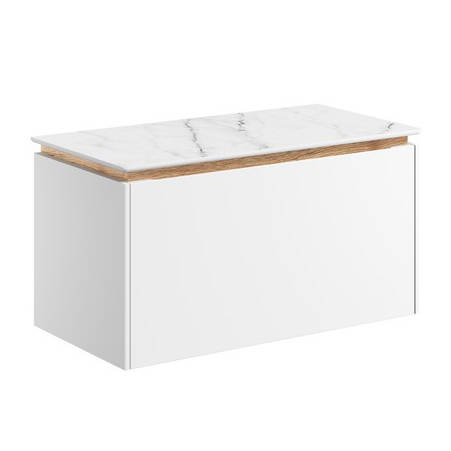 Additional image for Vanity Unit With Marble Worktop (700mm, Matt White).