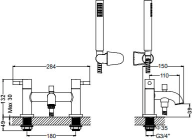 Additional image for Bath Shower Mixer Tap With Kit (Chrome).